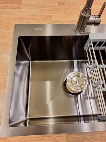 rakvinlər: Yeni Kvadrat Mətbəx çanağı, Paslanmaz polad, Pulsuz çatdırılma — 2