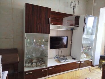 am şekili: İşlənmiş, Düz TV altlığı, Polkalı, Şüşəli — 1