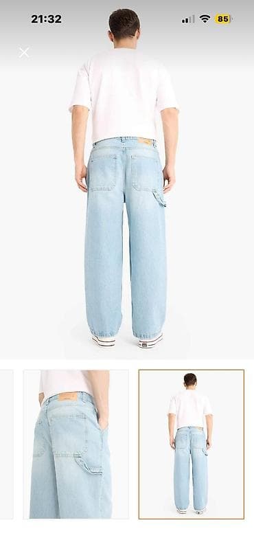 Cinslər: Kişilər üçün geniş kəsimli açıq mavi cins şalvar.Türkiyədən alınıb — 2