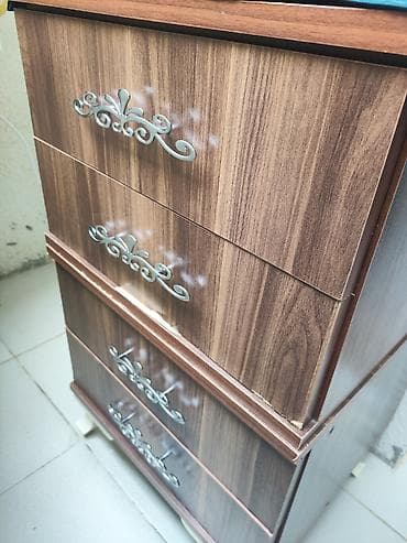 dik fanerka: İşlənmiş, 4 qapılı, Güzgülü, Qəhvəyi, Taxta, Açılan, Düz dolab — 4