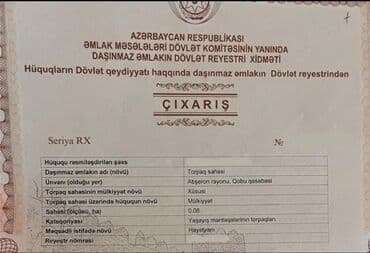 masazirda torpaq: 8 sot, Tikinti, Kupça (Çıxarış) — 2