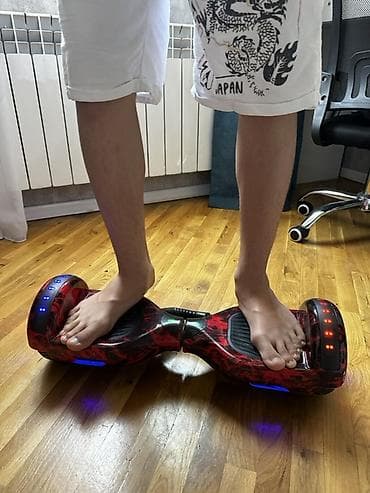 electro gitara: Qırmızı-alov naxışlı hoverboard (self-balance skuter) - Təkər ölçüsü — 5