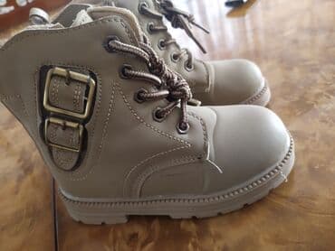 детские демисезонные полуботинки: Uşaq botları –28razmer, bej rəngdə, bağcıqlı və yan tərəfdən fermuarlı — 2