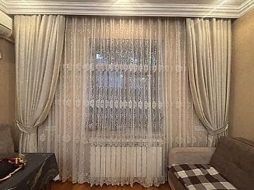saçaq pərdə: Klassik üslubda pərdə dəsti - Komplekt: qalın dekorativ pərdə + tül - — 2