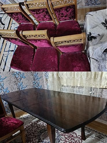 Qonaq otağı üçün, Açılan, Dördbucaq masa, 6 stul lalafo.az -da Qonaq otağı üçün, Açılan, Dördbucaq masa, 6 stul