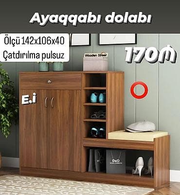 iskaflar: Yeni, 2 qapılı, Qəhvəyi, Taxta Ayaqqabı dolabı — 1