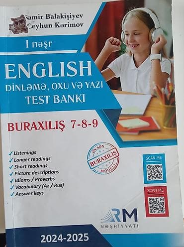 Testlər: Məhsul: “English Dinləmə, Oxu və Yazı Test Bankı” – Buraxılış 7-8-9 (1 — 1