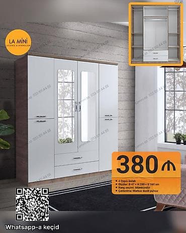 akustik panel: 4 qapılı paltar dolabı - Ölçülər: dərinlik 47 sm × hündürlük 200 sm × — 1