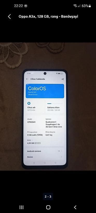 iphone pro max: Oppo A3x, 128 GB, rəng - Bənövşəyi — 3