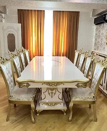 Masa dəsti – təcili satılır - Klassik üslubda, ağ və qızılı dekorlu