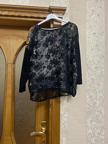 atlas şalvar: Qadın bluzası - Model: Önü çiçək və naxışlı print, arxa hissəsi tam — 5