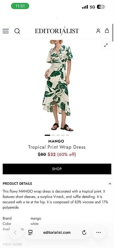 MANGO Tropical Print Wrap Dress – firfırlı, çarpaz bağlamalı midi don — 1