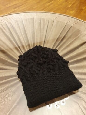 qadınlar üçün qulaqlı papaqlar: Qara toxunma papaq - Rəng: tam qara - Model: klassik beanie tipli — 2