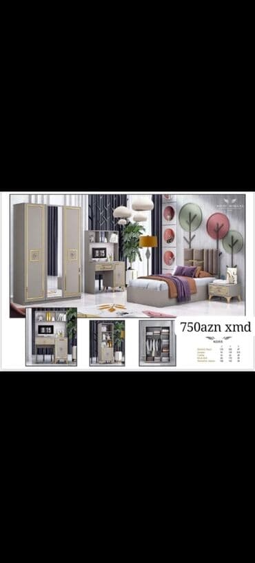 белая мебель в спальне: Ağ və qəhvəyi tonlarda, müasir üslubda hazırlanmış yataq otağı dəsti — 3