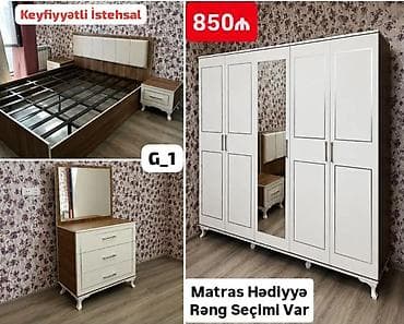 komodlar: Yataq otağı dəsti – model G_1 Tərkibi: - Taxta karkaslı iki nəfərlik — 1