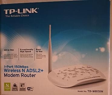 internet aparatlari: TP-LINK TD-W8151N – 1-port 150Mbps Wireless N ADSL2+ Modem Router — 1
