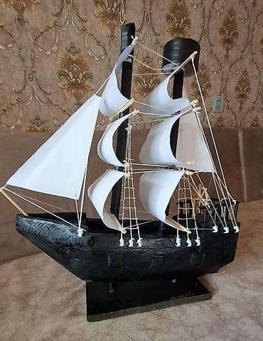 qədimi pullar alıram: Masa üstü dekorativ yelkənli gəmi maketi - Material: Korpus – qara — 1