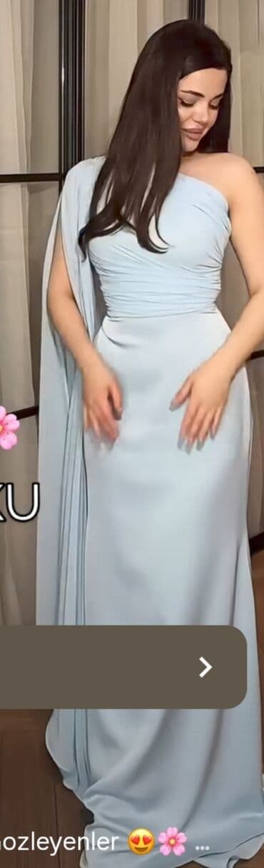 вечернее платье шифоновый: - Model: Zərif axşam/ziyafət geyimi - Rəng: Açıq mavi (pastel) - — 2