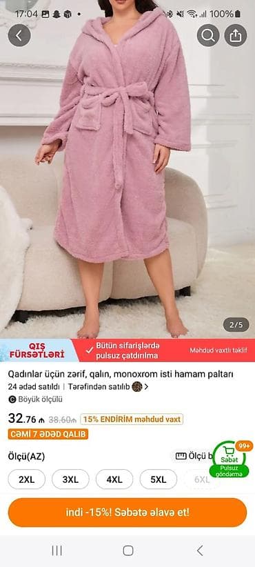 kapa: Qadınlar üçün qalın, yumşaq və monoxrom hamam xalatı - Parça: tüklü — 1
