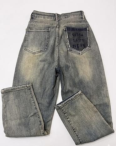 Unisex denim şalvar - Kəsim: Klassik/straight fit, beldə ilgəkli — 2