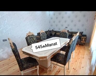 ders masaları: Qonaq otağı üçün, Yeni, Açılmayan, Dördbucaq masa, 6 stul — 10