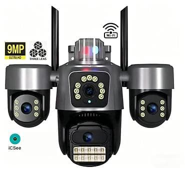 mp: Уличная Wi-Fi PTZ-камера с 3 объективами и 3 экранами, 9 МП, 4K — 1