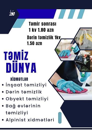 Təmiz Dünya – peşəkar təmizlik xidməti Xidmətlər: - İnşaatdan sonra