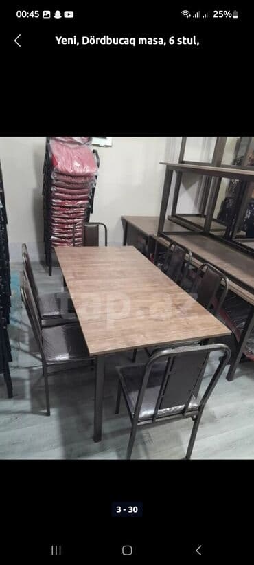 xan çinar: Yeni destimiz geldi satişa 4 otracaq bir masa masa stadart olcudu — 4