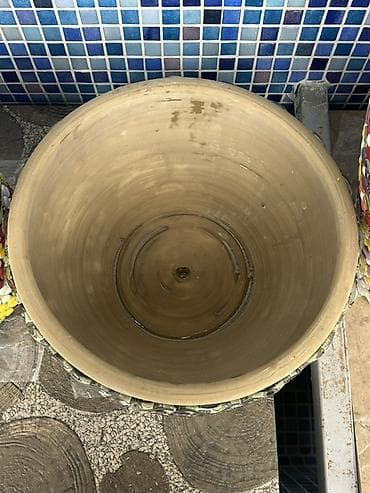 dekorativ ev gulleri: Mozaik bəzəkli iri dekorativ dibçək - Material: keramika (iç hissə — 2