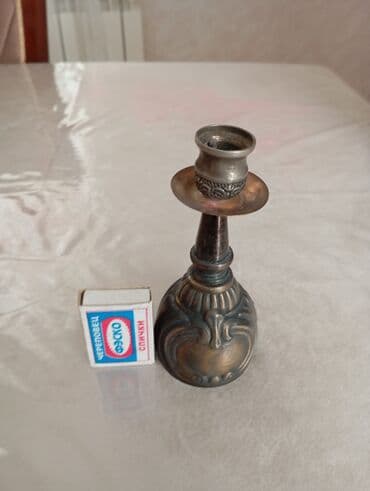 samdamlar: Metal şamdan – dekorativ miniatür model - Material: metal ərinti - — 2