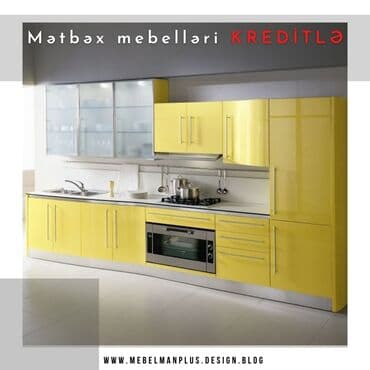 metbex mebeli gence: Sifarişlə mətbəx dəsti, Özü çəkən petlələr, Mat laminat, Kredit var, Pulsuz çatdırılma — 8