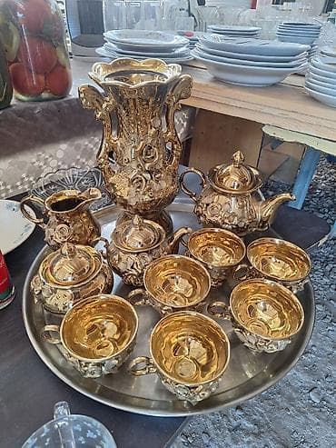 caydan dəsti: Çay dəsti, rəng - Qızılı, Keramika — 1