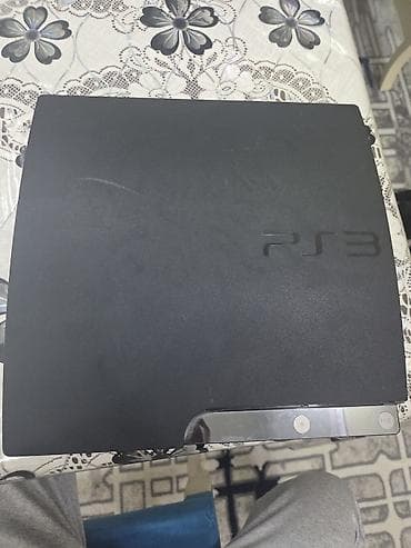 sony usilitel: Sony PlayStation 3 (PS3) Slim oyun konsolu Əla Vəzyətdədirr Oyun — 3