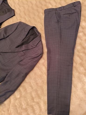 kostyum şalvar: 3 hissəli klassik kişi kostyumu - Dəst: pencək + jilet + şalvar - — 4