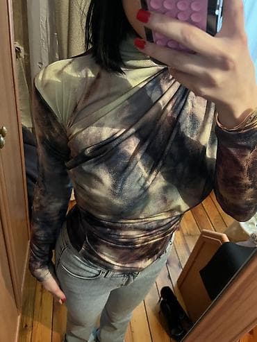 Qadın bluzası – uzunqol, boğazlı, elastik - Dizayn — 6