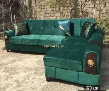 Künc divan, Yeni, Açılmayan, Bazasız, Vеlur parça, Çatdırılma yoxdur