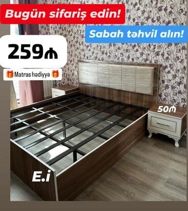 taxt sumqayıt: Yeni, İkinəfərlik çarpayı, Bazasız, Matras ilə — 12