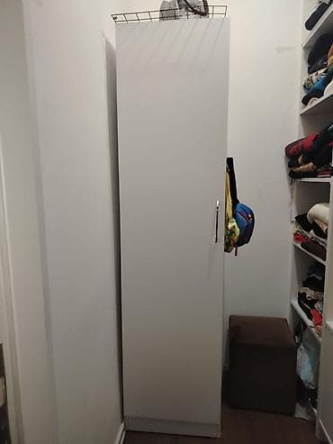 asma şkaf: İşlənmiş, 1 qapı, Ağ, Açılan, Düz dolab — 1