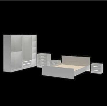 турецкая мягкая мебель в баку: Двуспальная кровать, Шкаф, Трюмо, 2 тумбы, Турция, Новый — 5