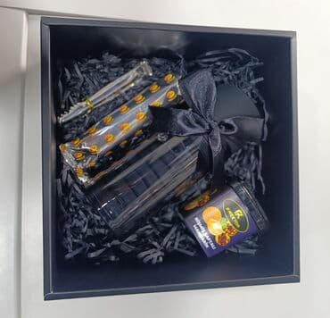 Bayram üçün digər mallar: Hədiyyə qutusu – qara rəngli, zərif dekorativ qutu, Portativ qəlyan — 1