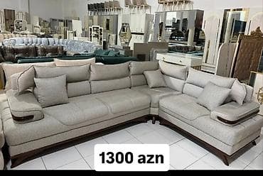 set mebel: 1.Künc divan dəsti - Rəng: açıq boz, neytral ton - Forma: L-şəkilli — 1