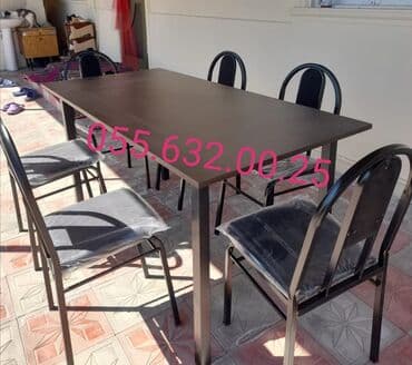 toxunma saplar satisi: Yeni, Kvadrat masa, 4 stul, Açılmayan, Stullar ilə, Dəri, Azərbaycan — 8