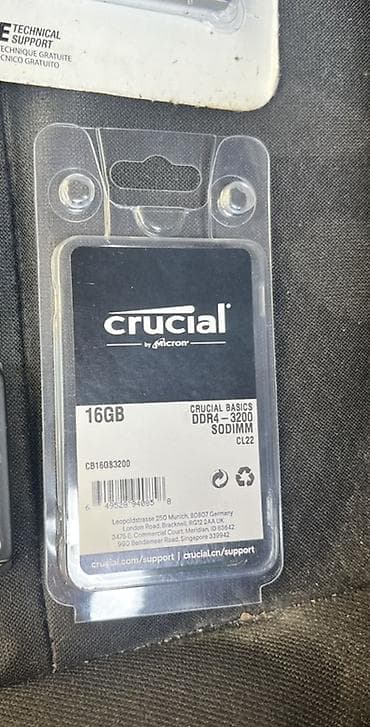 Operativ yaddaş (RAM) Crucial, 16 GB, 3200 Mhz, DDR4, Noutbuk üçün