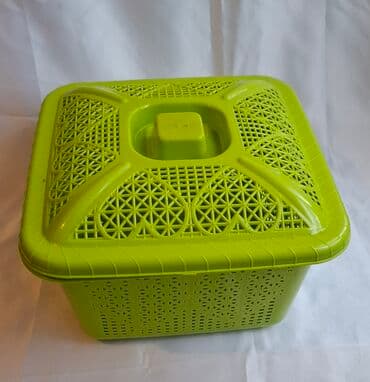 Qapaqlı plastik səbət - Rənglər: qırmızı və yaşıl - Material: möhkəm — 6