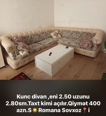 metbex mebeli satiram: Künc divan, İşlənmiş, Açılan — 1
