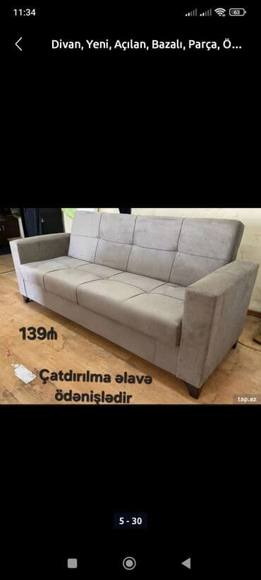 Masa və oturacaq dəstləri: Divan, Yeni, Açılan, Bazalı, Parça, Rayonlara çatdırılma