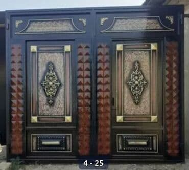 жер тошок: Железо Дворовые ворота, Распашные, 3 м, Механические, С дверью, цвет - Голубой, Нет кредита, Платная установка, Платная доставка — 66