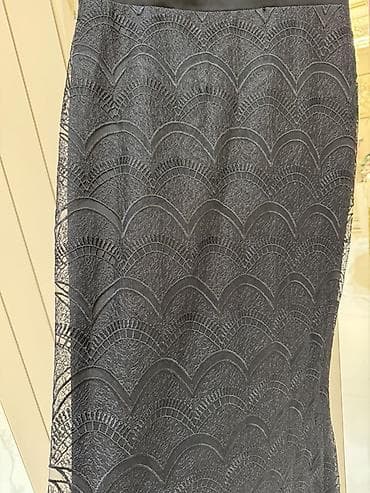 tül donlar: Zərif qara axşam/libas - Model: Uzun, düz kəsim - Üst hissə: Yumşaq — 3