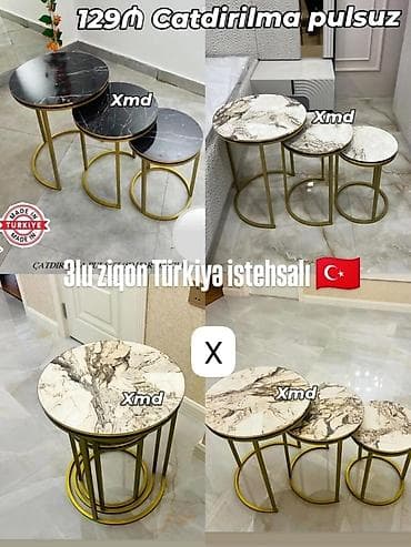 3-lü ziqon masa dəsti – Türkiyə istehsalı - Dizayn: Dairəvi üstlü 3