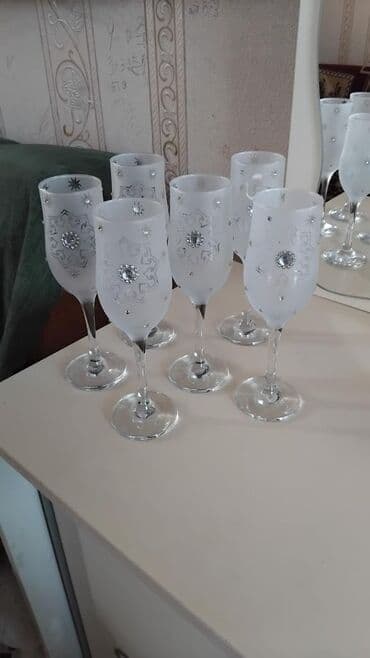 Qədəhlər, rəng - Ağ, 6 ədədli dəst